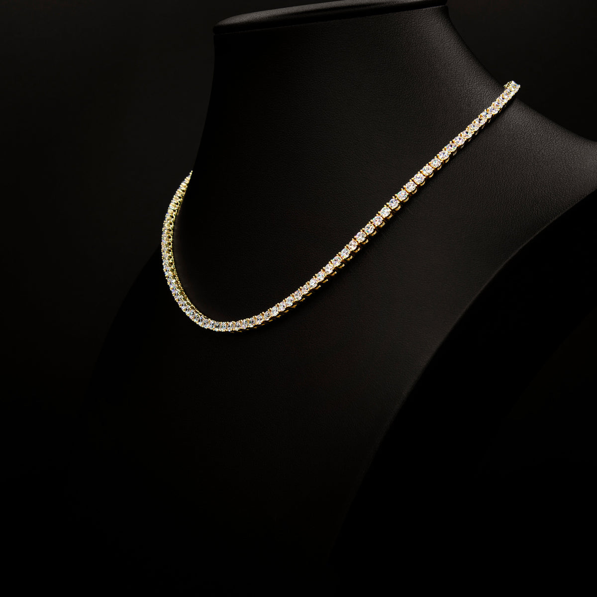 3mm Crystal Tennis Necklace in Yellow Finish