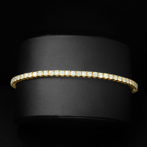 VVS Moissanite 3mm Tennis Bracelet in Yellow Gold
