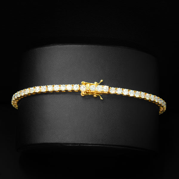 VVS Moissanite 3mm Tennis Bracelet in Yellow Gold