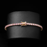 3mm Pink Stone Tennis Bracelet in Rose Finish