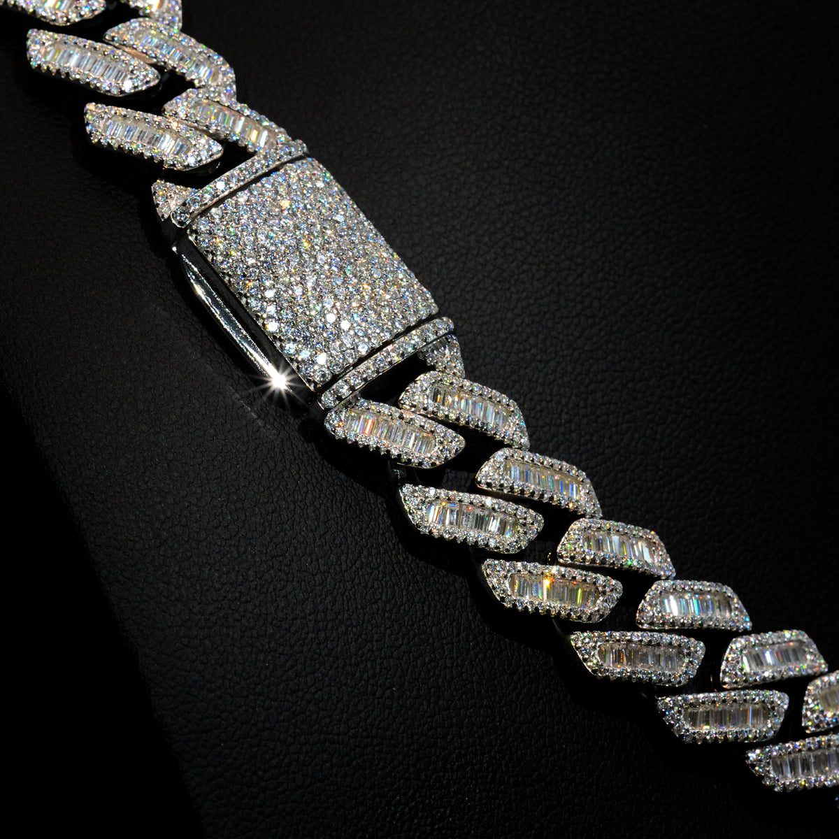 14mm Moissanite Baguette Cuban Link Necklace