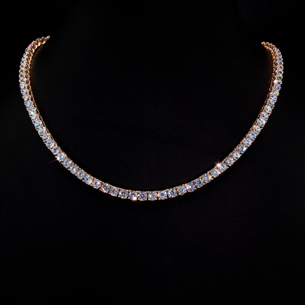 4mm Tennis Necklace in Rose Finish