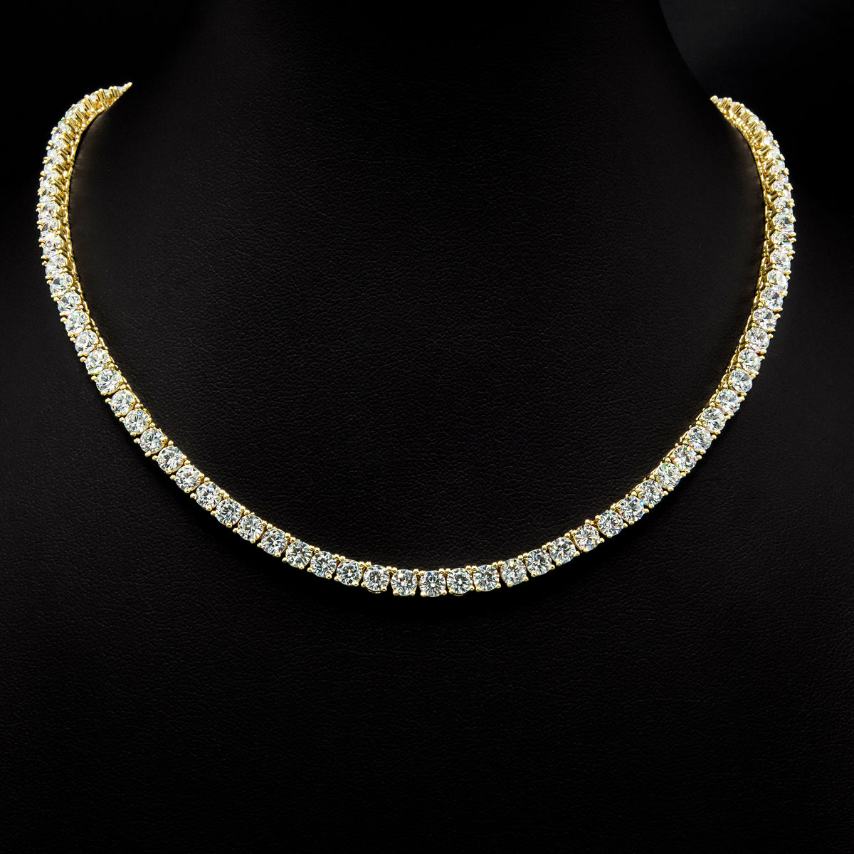 Moissanite 4mm Tennis Necklace in Yellow Finish