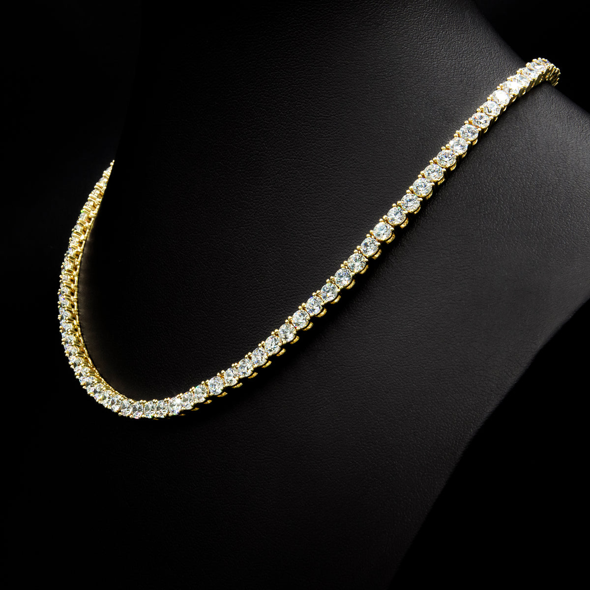 Moissanite 4mm Tennis Necklace in Yellow Finish