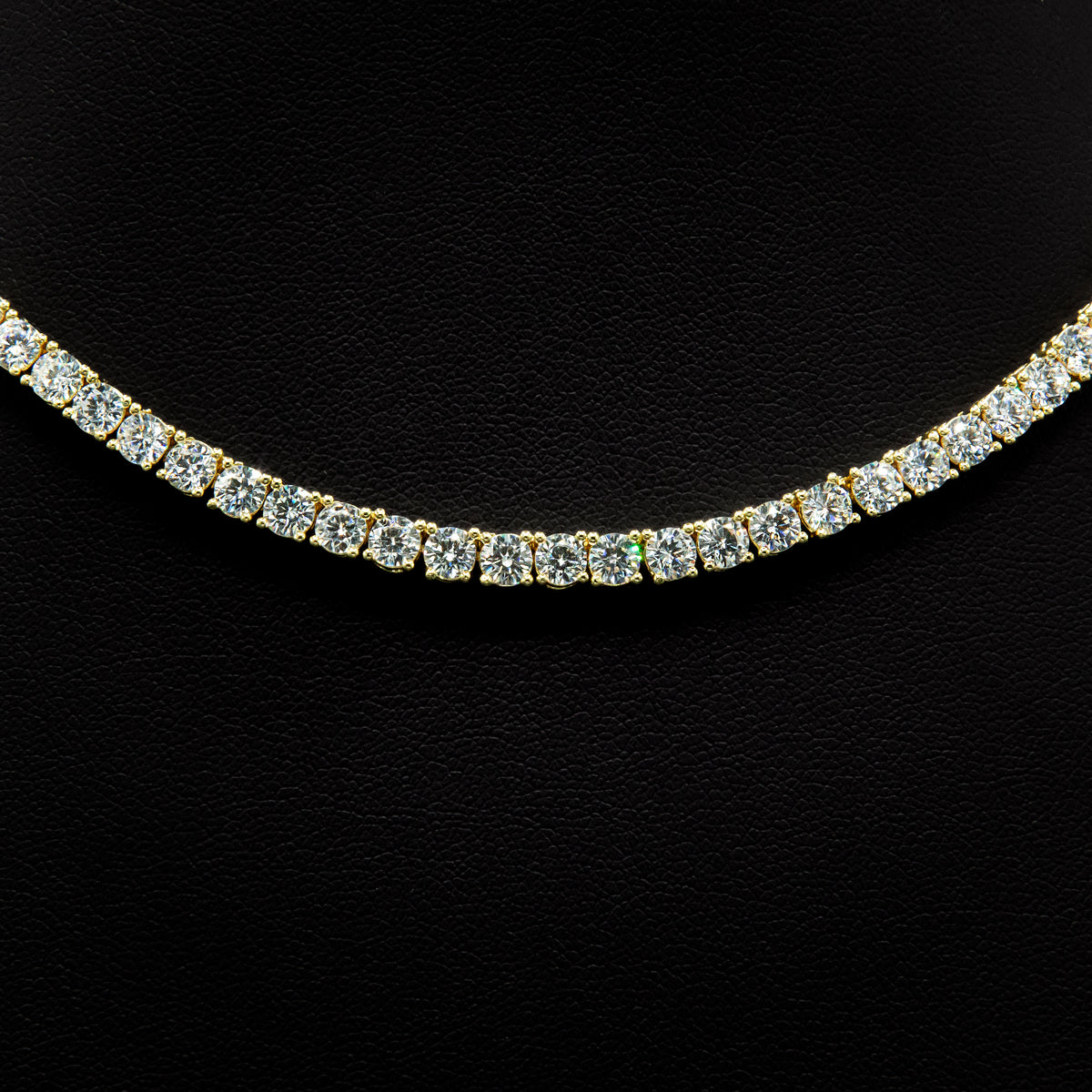 Moissanite 4mm Tennis Necklace in Yellow Finish
