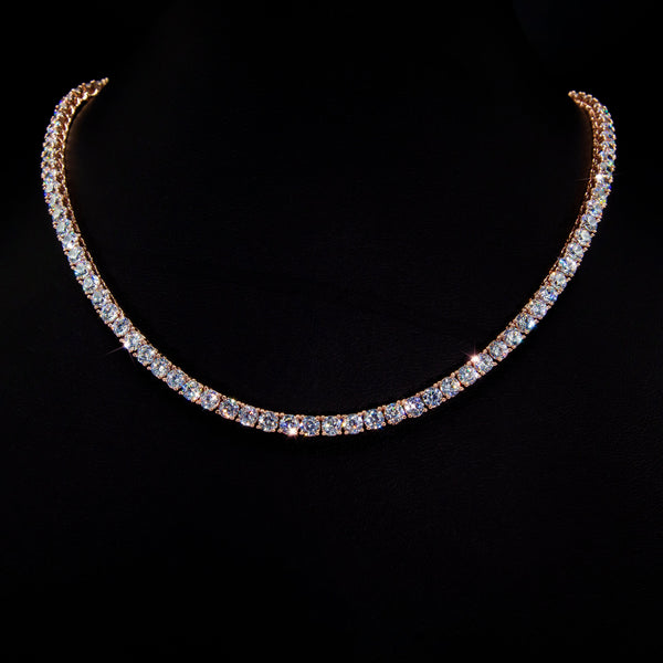 VVS Moissanite 4mm Tennis Necklace in Rose Gold