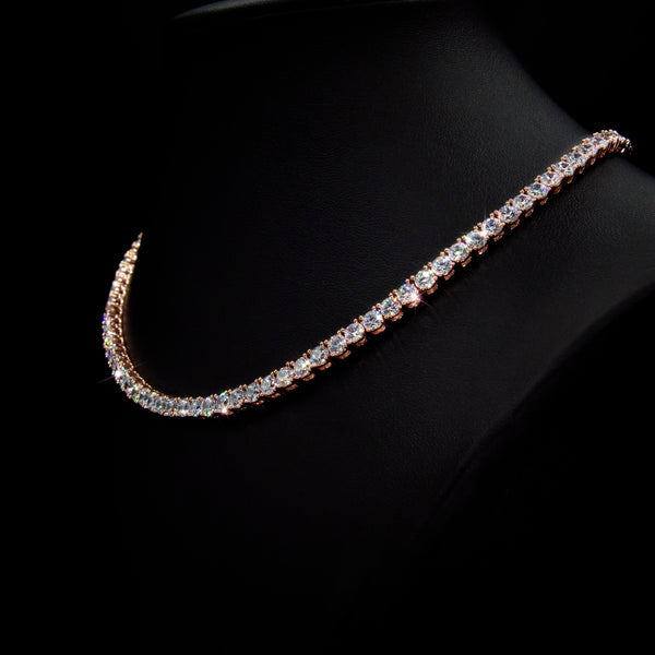 VVS Moissanite 4mm Tennis Necklace in Rose Gold