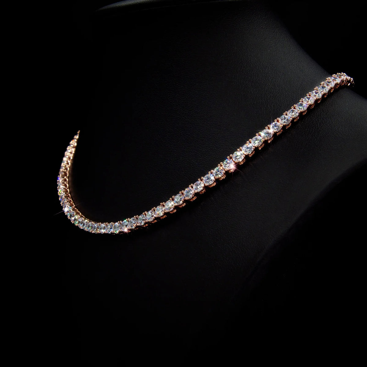 4mm Tennis Necklace in Rose Finish