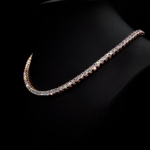 4mm Tennis Necklace in Rose Gold