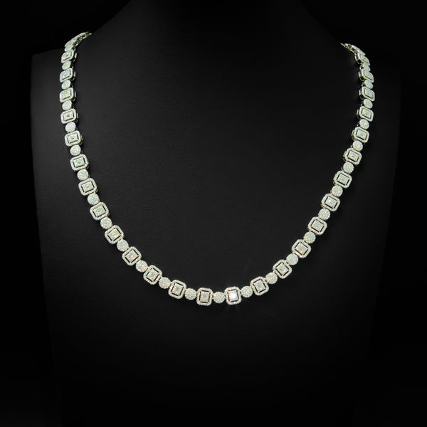 VVS Moissanite 8mm Emerald Cluster Tennis Necklace