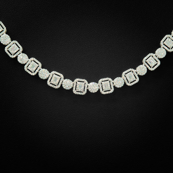 VVS Moissanite 8mm Emerald Cluster Tennis Necklace