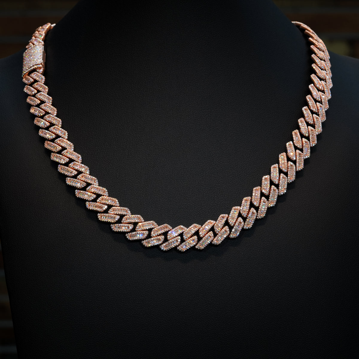 12mm Moissanite Baguette Cuban Link Necklace