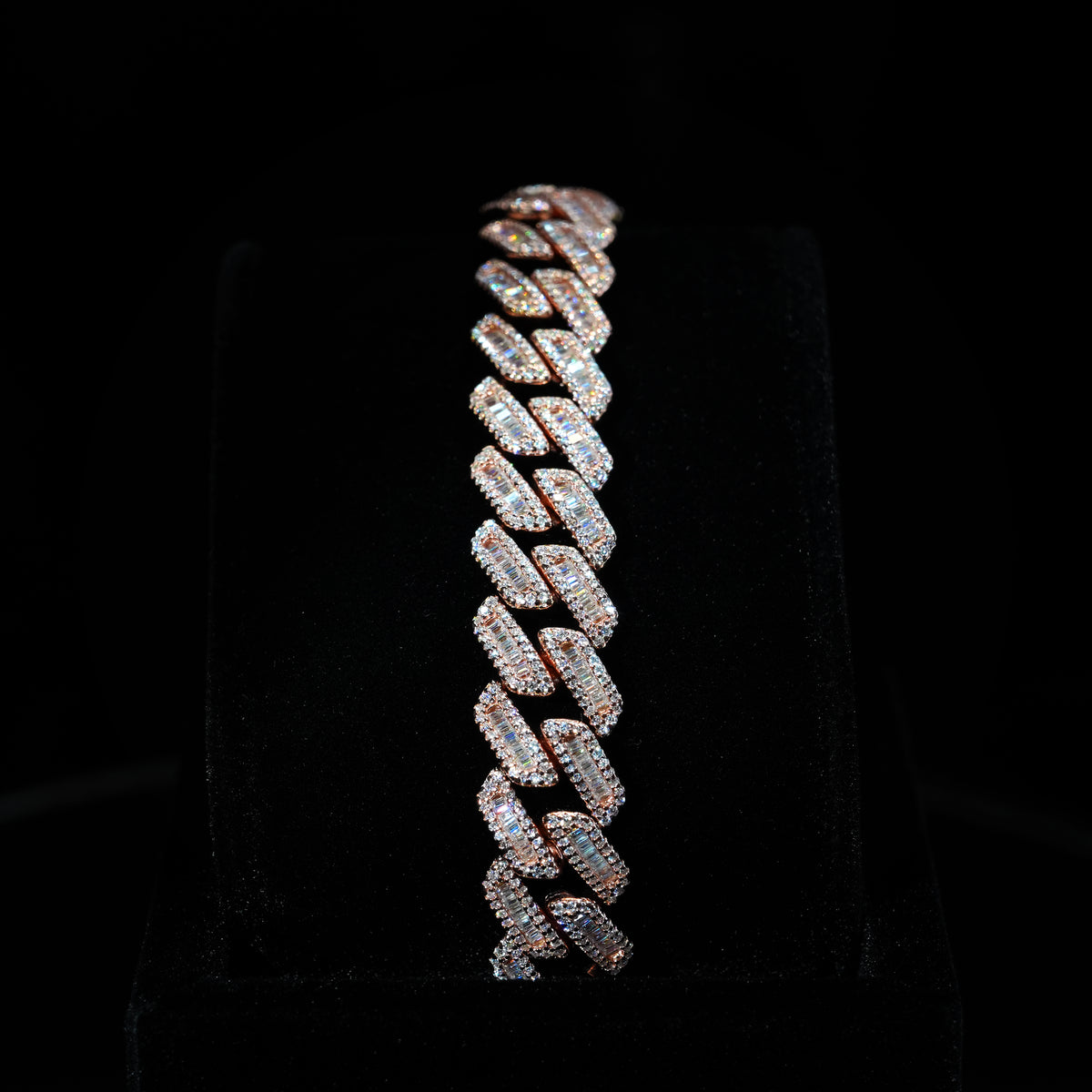 12mm Moissanite Baguette Cuban Link Bracelet