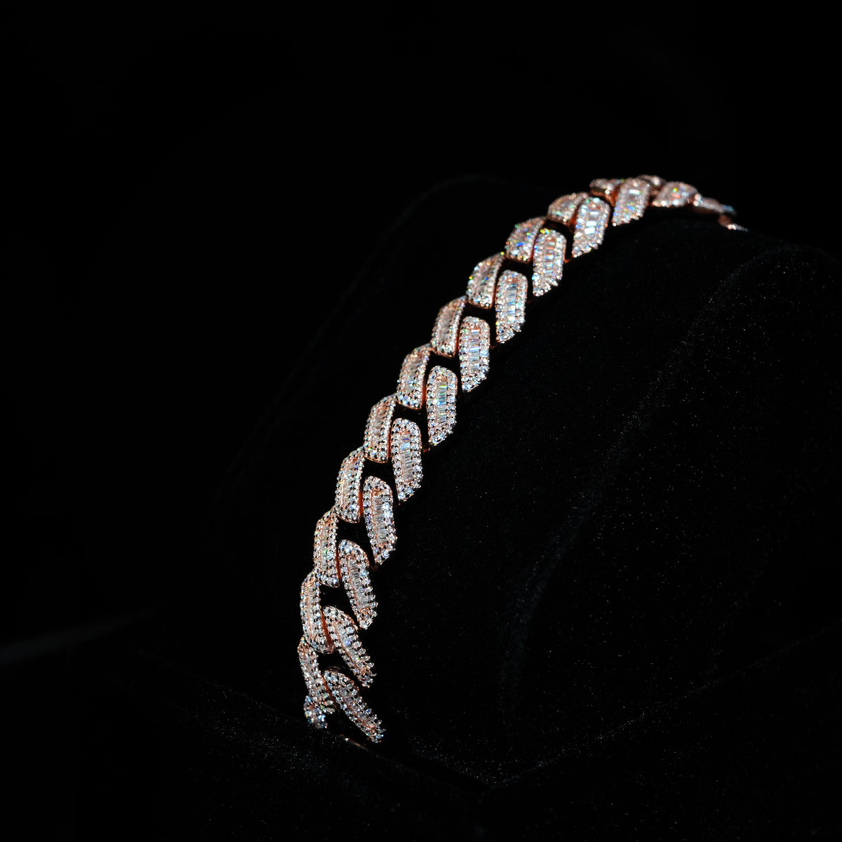 12mm Moissanite Baguette Cuban Link Bracelet