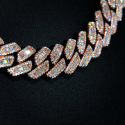 12mm Moissanite Baguette Cuban Link Necklace