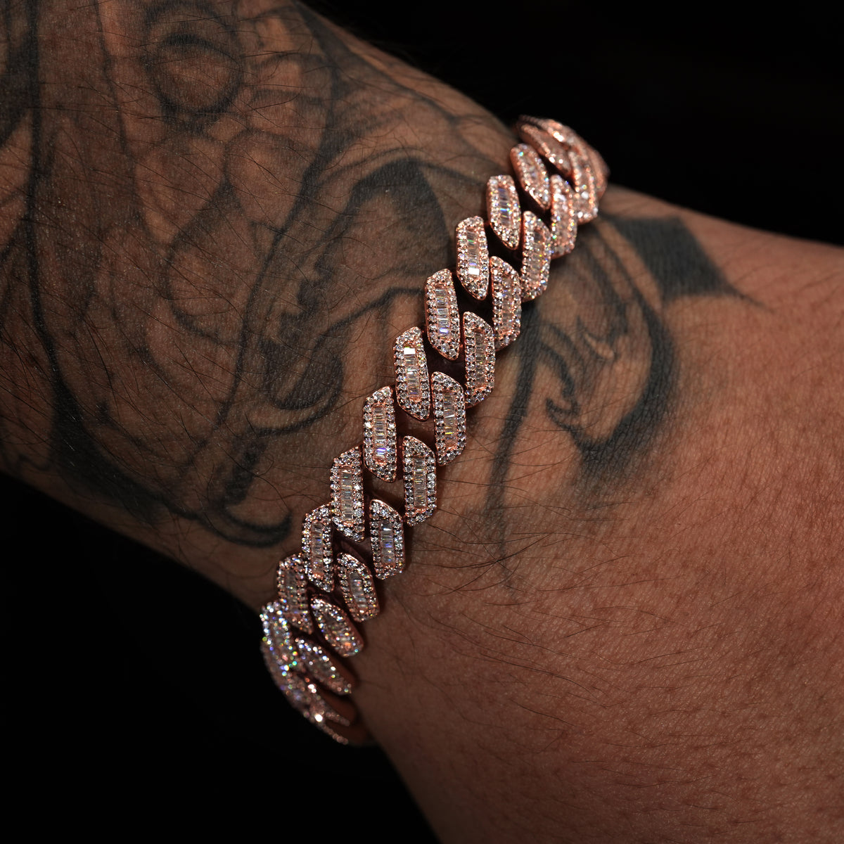 12mm Moissanite Baguette Cuban Link Bracelet