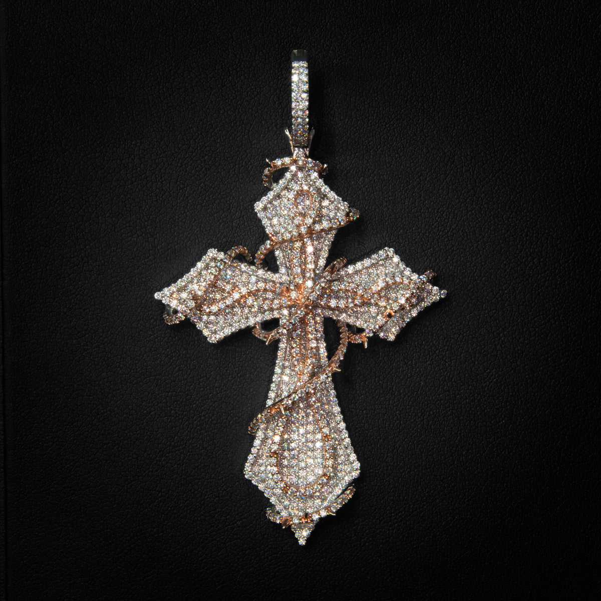 Moissanite Barbed Wire Cross Pendant