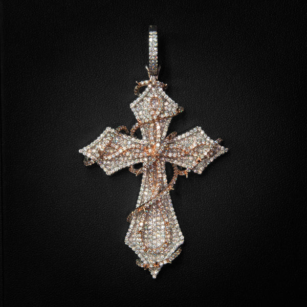 VVS Moissanite Barbed-Wire Cross Pendant
