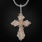Moissanite Barbed Wire Cross Pendant