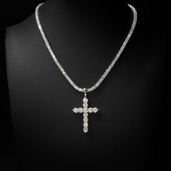 VVS Moissanite Big Stone Cross Pendant