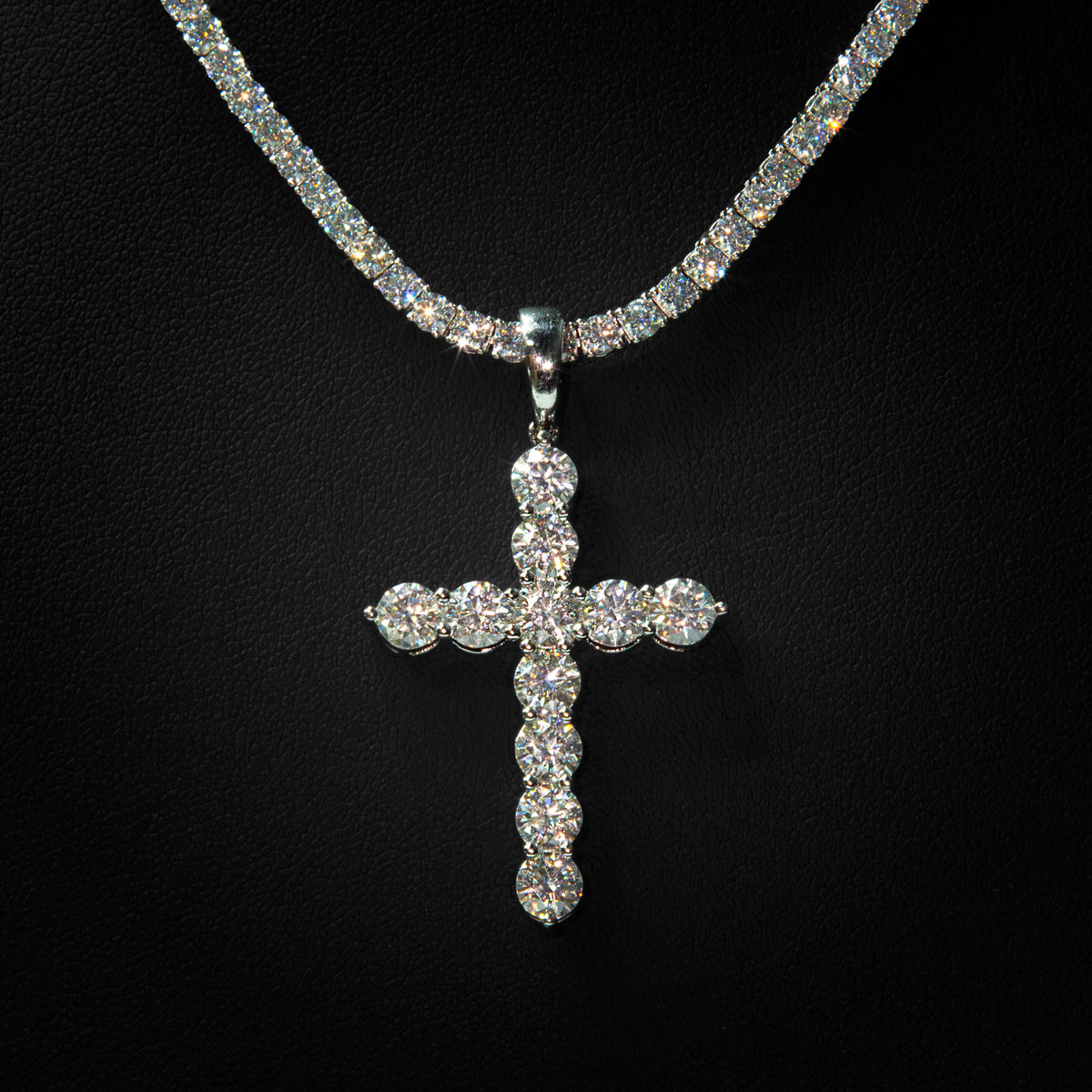 Moissanite Big Stone Cross Pendant