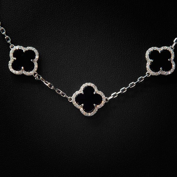 VVS Moissanite Black Clover Necklace