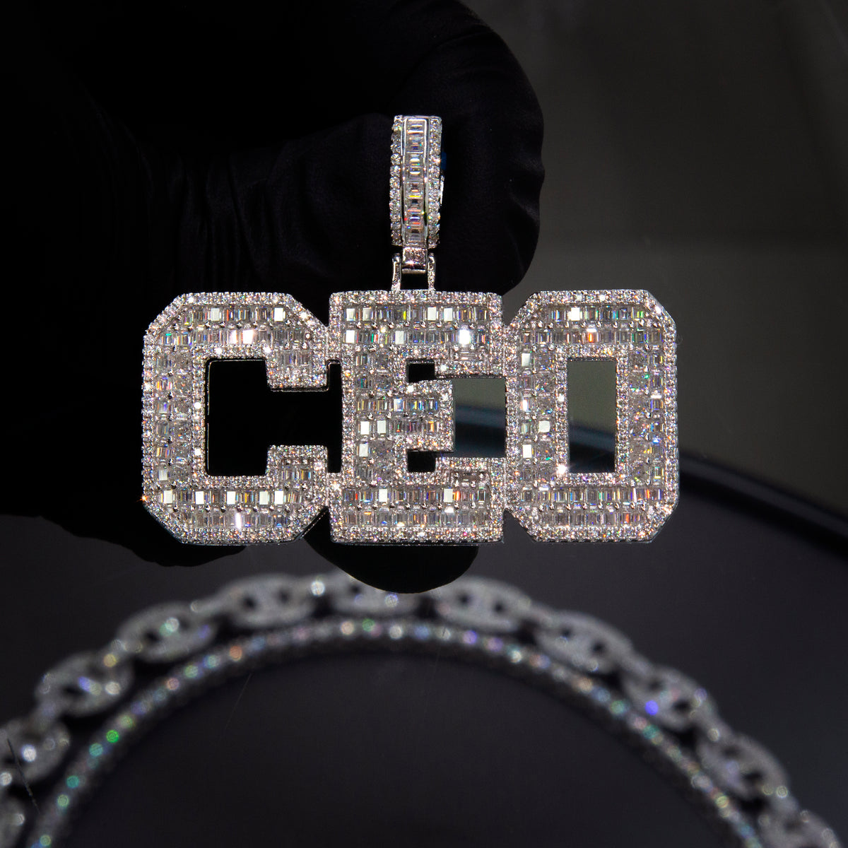 Moissanite CEO Baguette Pendant