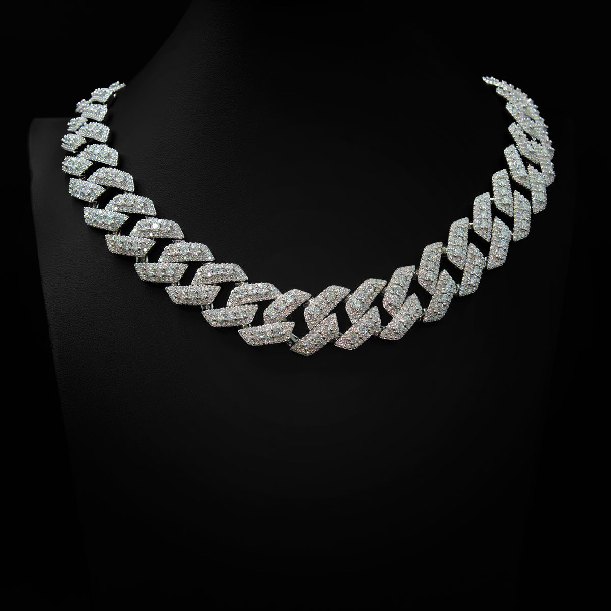 Moissanite 22mm Cuban Cluster Necklace