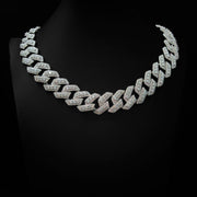 Moissanite 22mm Cuban Cluster Necklace