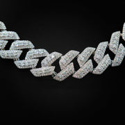 Moissanite 22mm Cuban Cluster Necklace