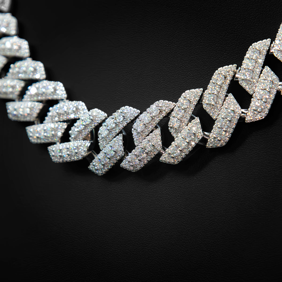 Moissanite 22mm Cuban Cluster Necklace