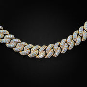 12mm Moissanite Cuban Cluster Necklace in Gold Finish
