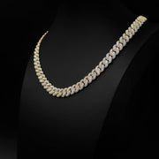 12mm Moissanite Cuban Cluster Necklace in Gold Finish
