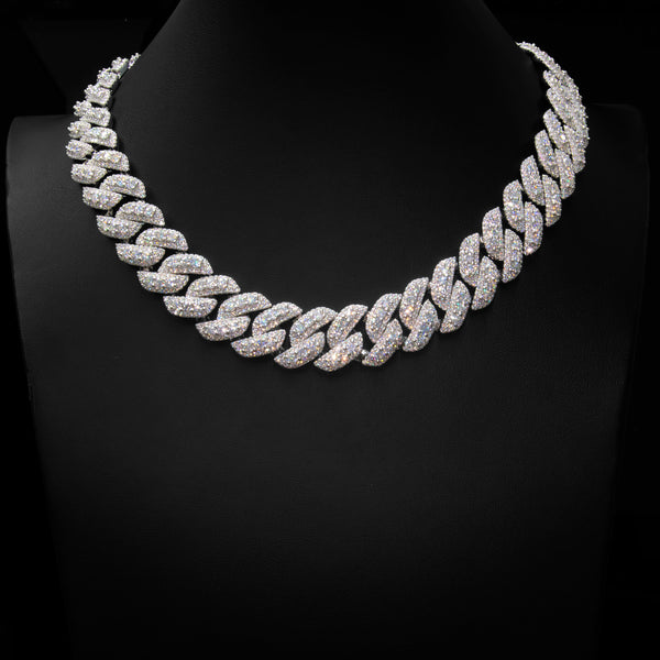 VVS Moissanite 18mm Cuban Cluster Necklace