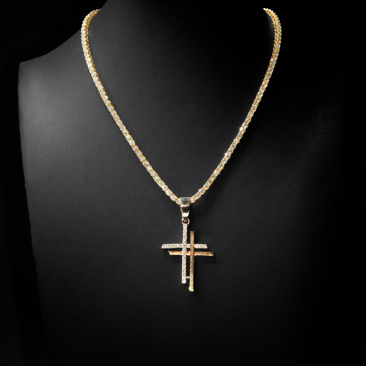 Moissanite Double Cross Pendant