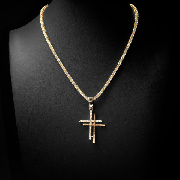 VVS Moissanite Double Cross Pendant