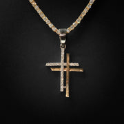 Moissanite Double Cross Pendant