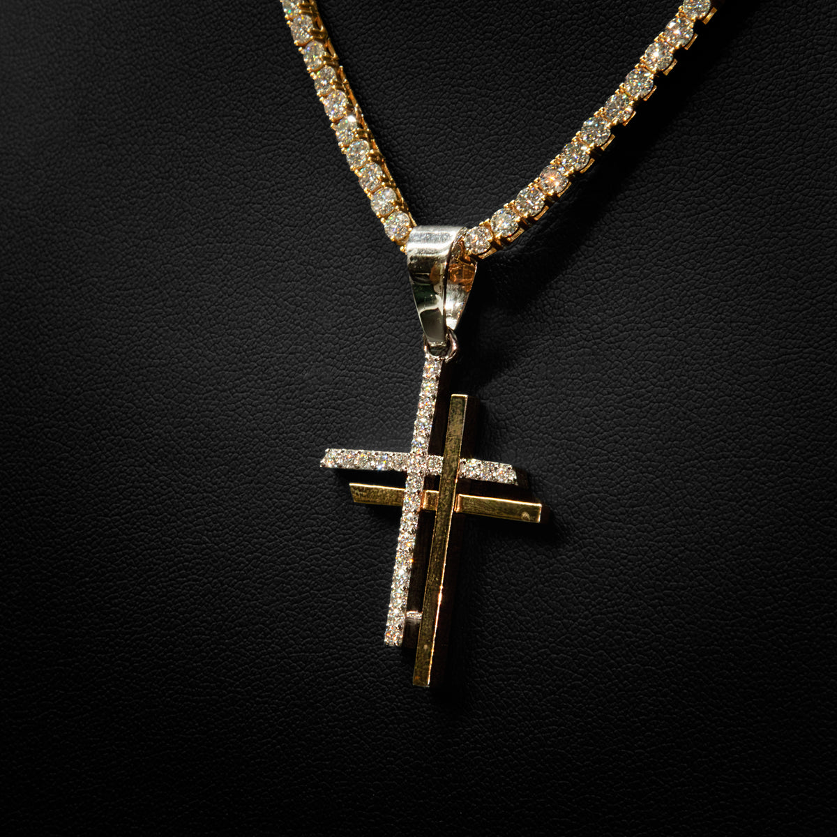 Moissanite Double Cross Pendant