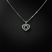 Moissanite Double Heart Pendant & Box Chain