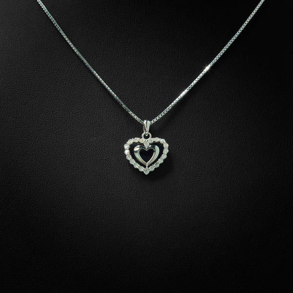 VVS Moissanite Double Heart Pendant & Box Chain