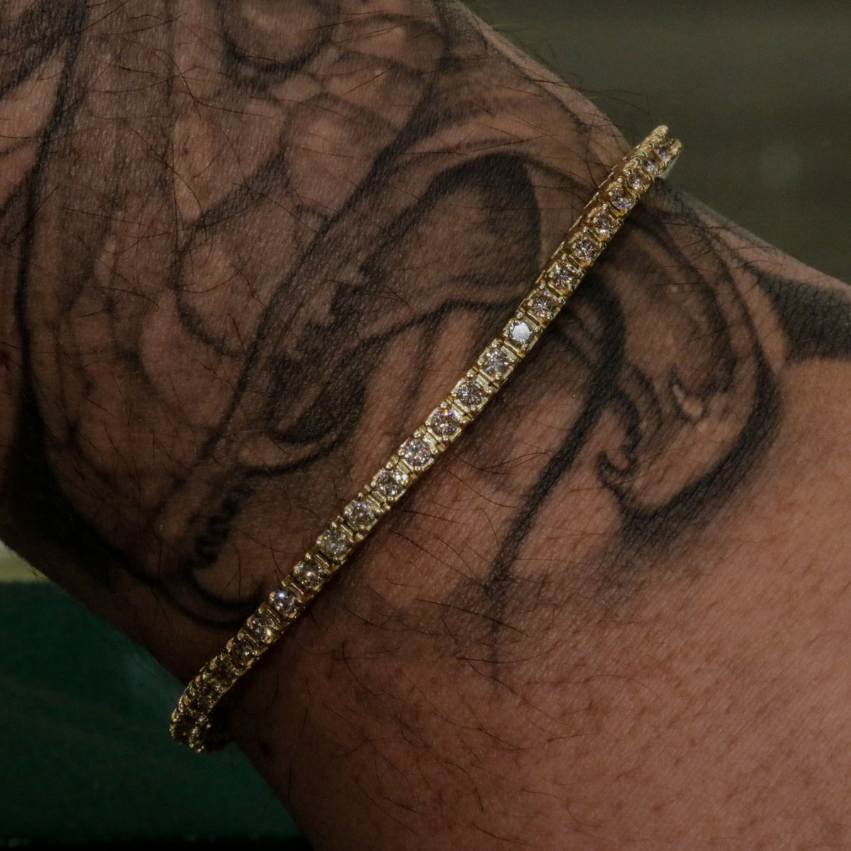 14K Gold Natural Diamond Tennis Bracelet 7.25 Inches