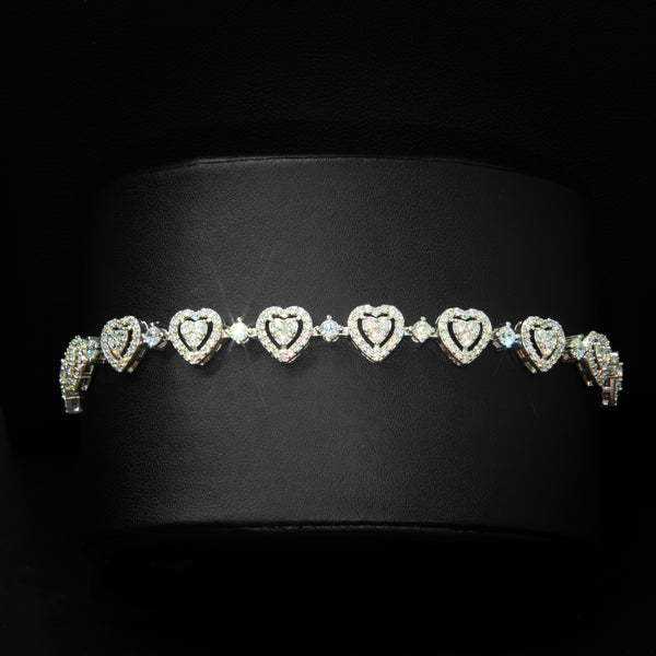 8mm Heart Cluster Tennis Bracelet