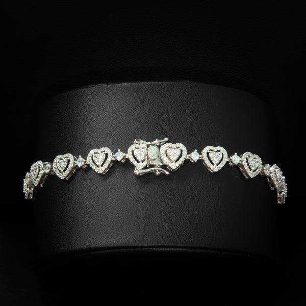 8mm Heart Cluster Tennis Bracelet