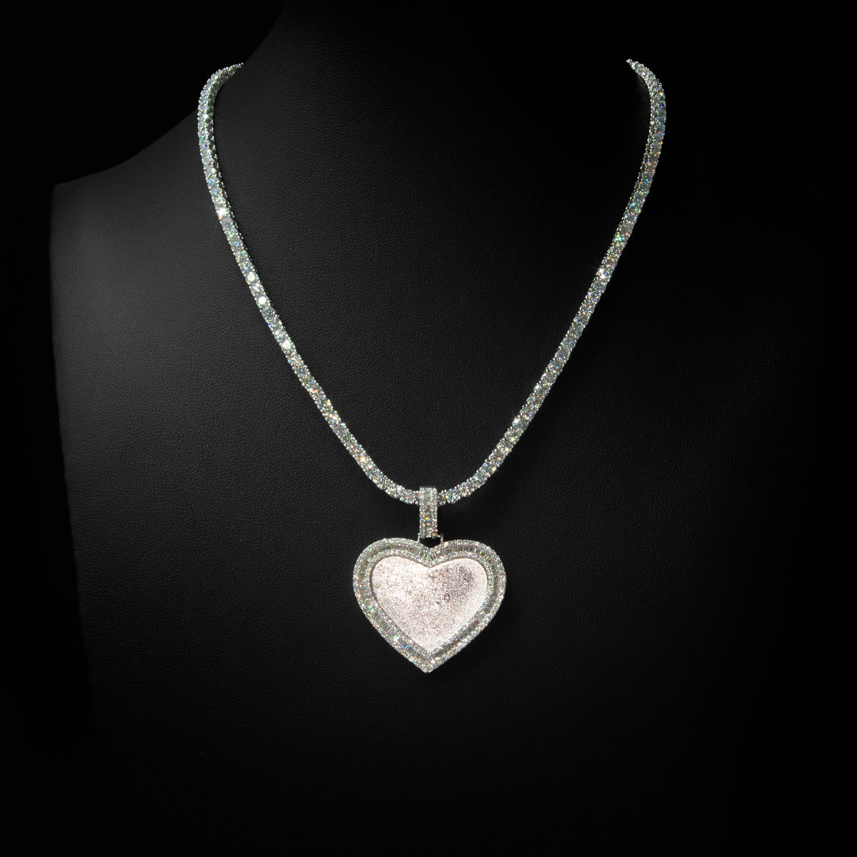Moissanite Heart Photo Pendant
