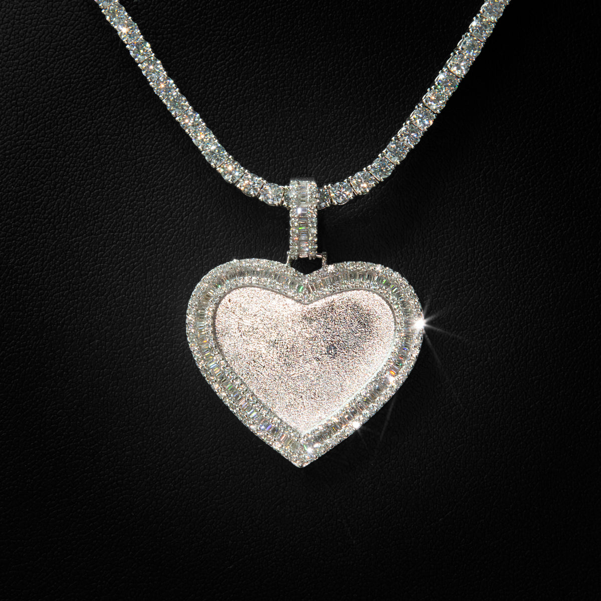 Moissanite Heart Photo Pendant