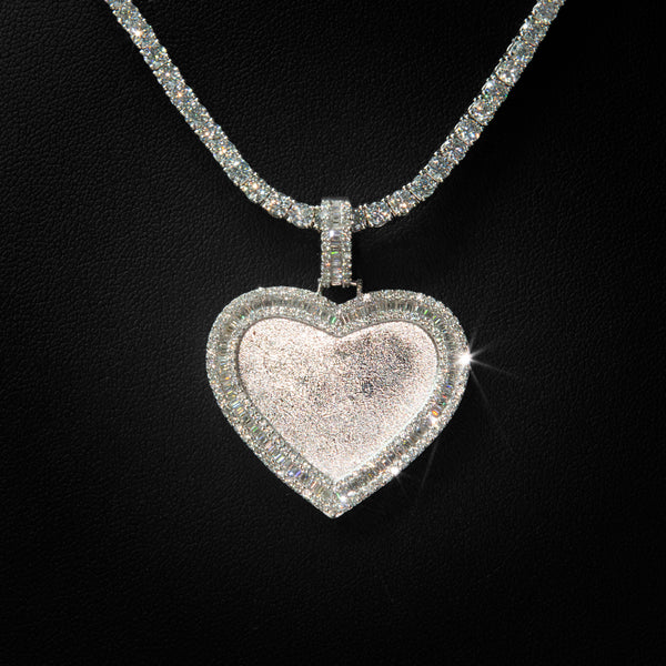 VVS Moissanite Heart Photo Pendant (Free Picture)