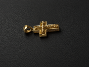 10K Yellow Gold Diamond-Cut Cross Pendant with CZ Accents