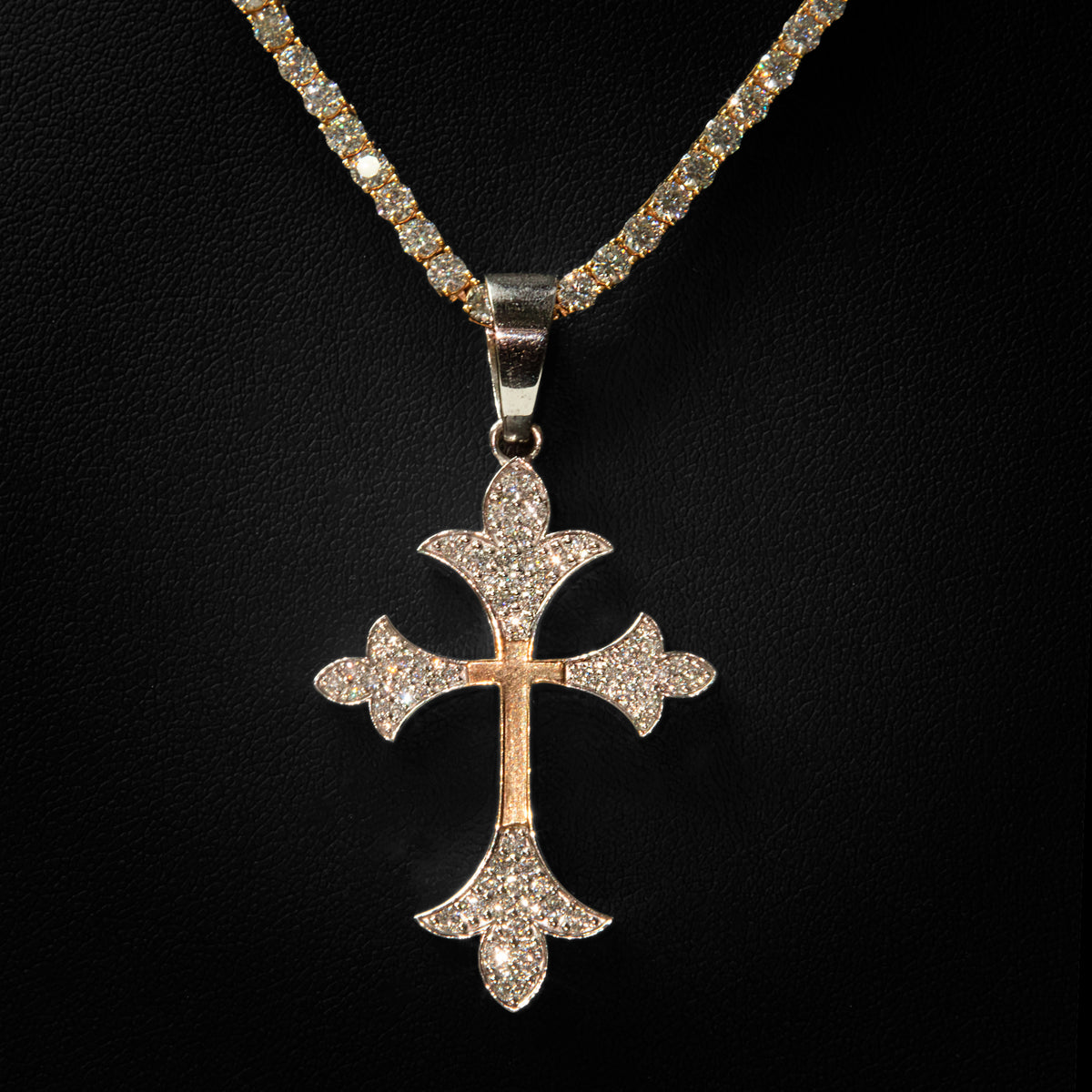 Moissanite Two Tone Vintage Cross Pendant