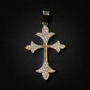 Moissanite Two Tone Vintage Cross Pendant
