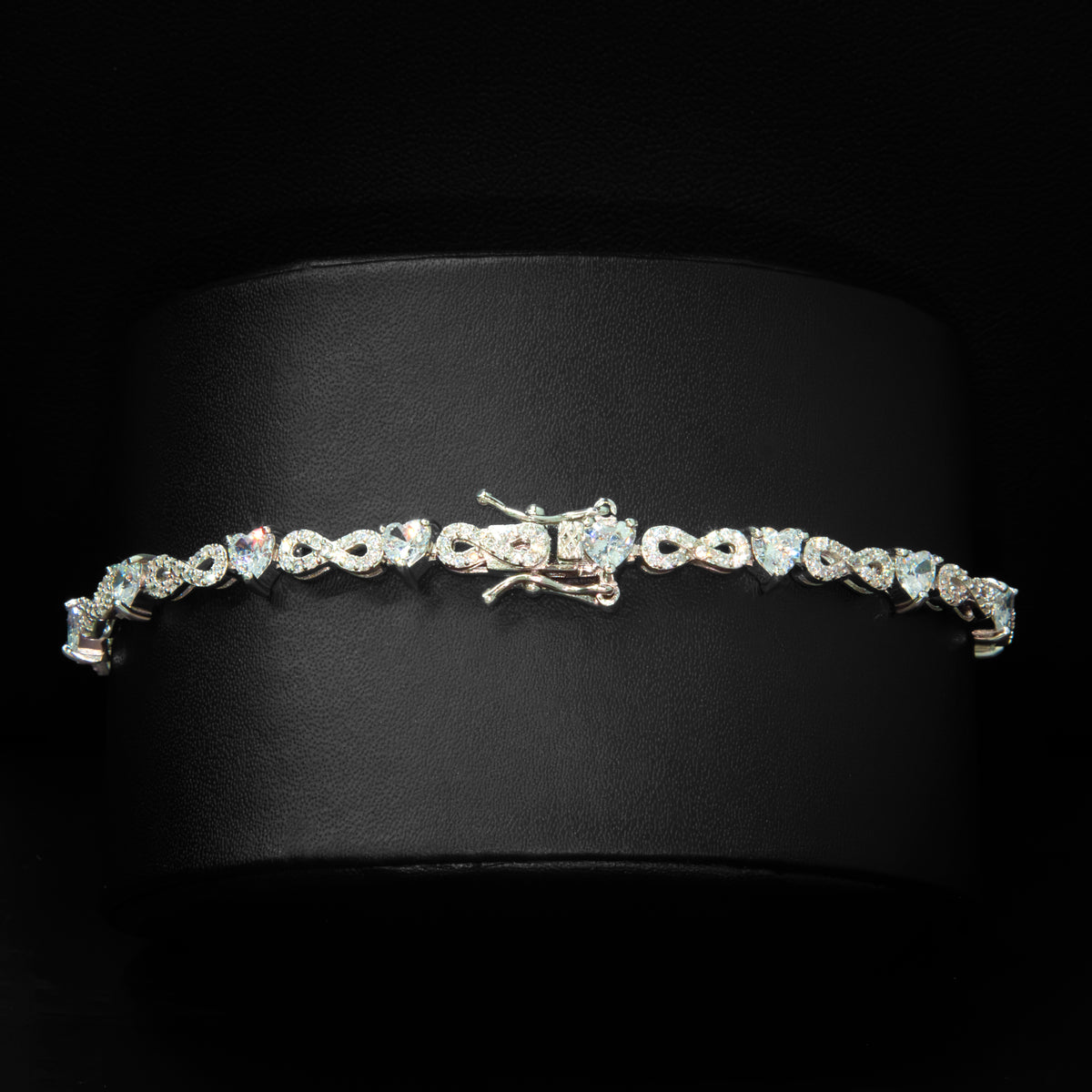 Infinity Heart Link Crystal Tennis Bracelet